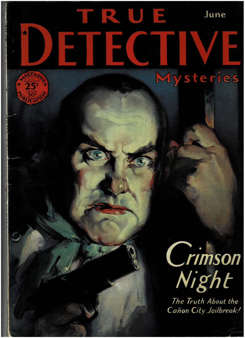 TRUE DETECTIVE MYSTERIES. Vol. XIII, No. 3, June, 1930. [With a superb color cover illustration by Dalton Stevens].