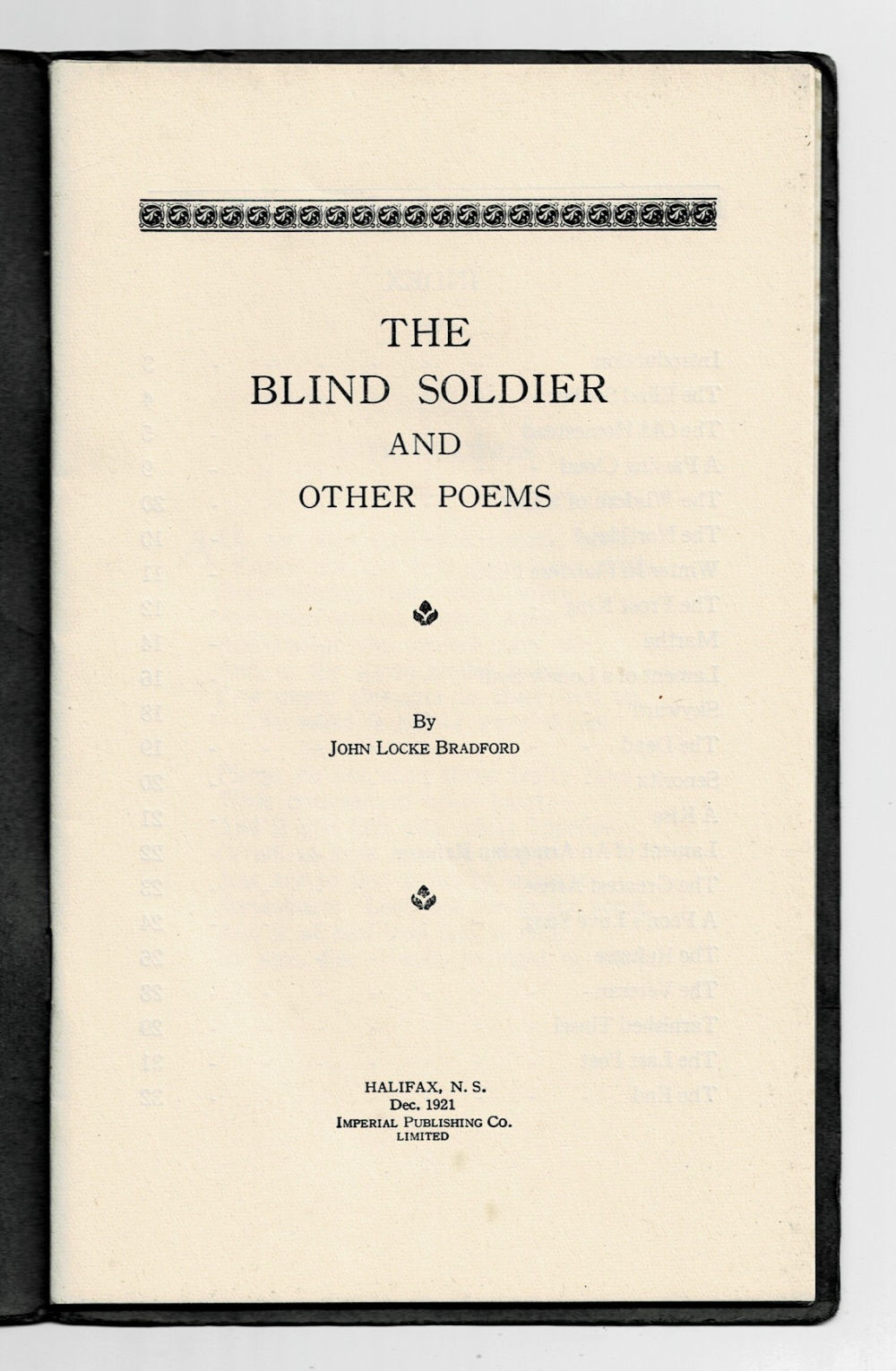 Image for THE BLIND SOLDIER AND OTHER POEMS. By John Locke Bradford. THE BLIND SOLDIER AND OTHER POEMS. By John Locke Bradford.