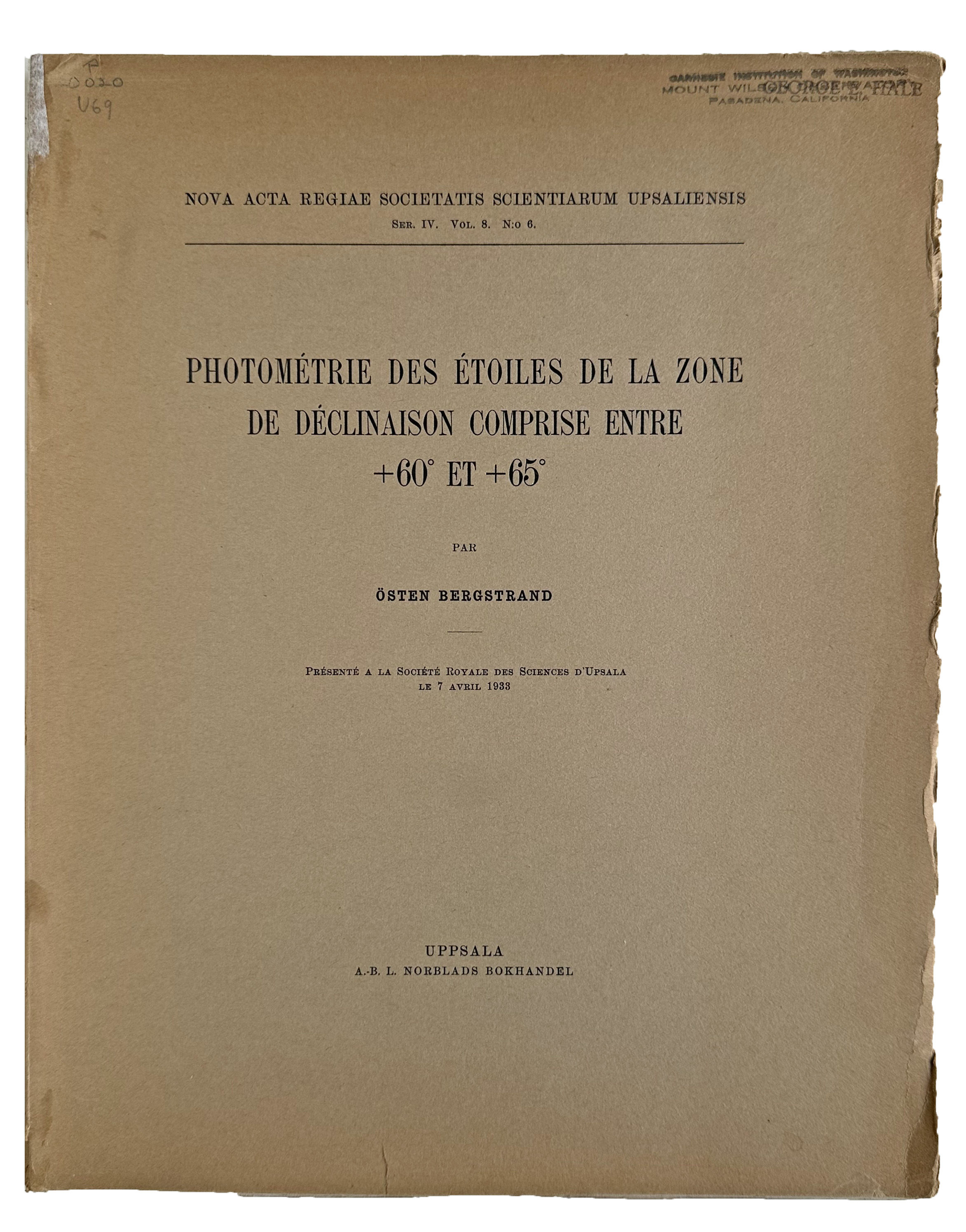 Photometrie des Etoiles de la zone de declinaison comprise entre +60 [degrees] et 65 [degrees].