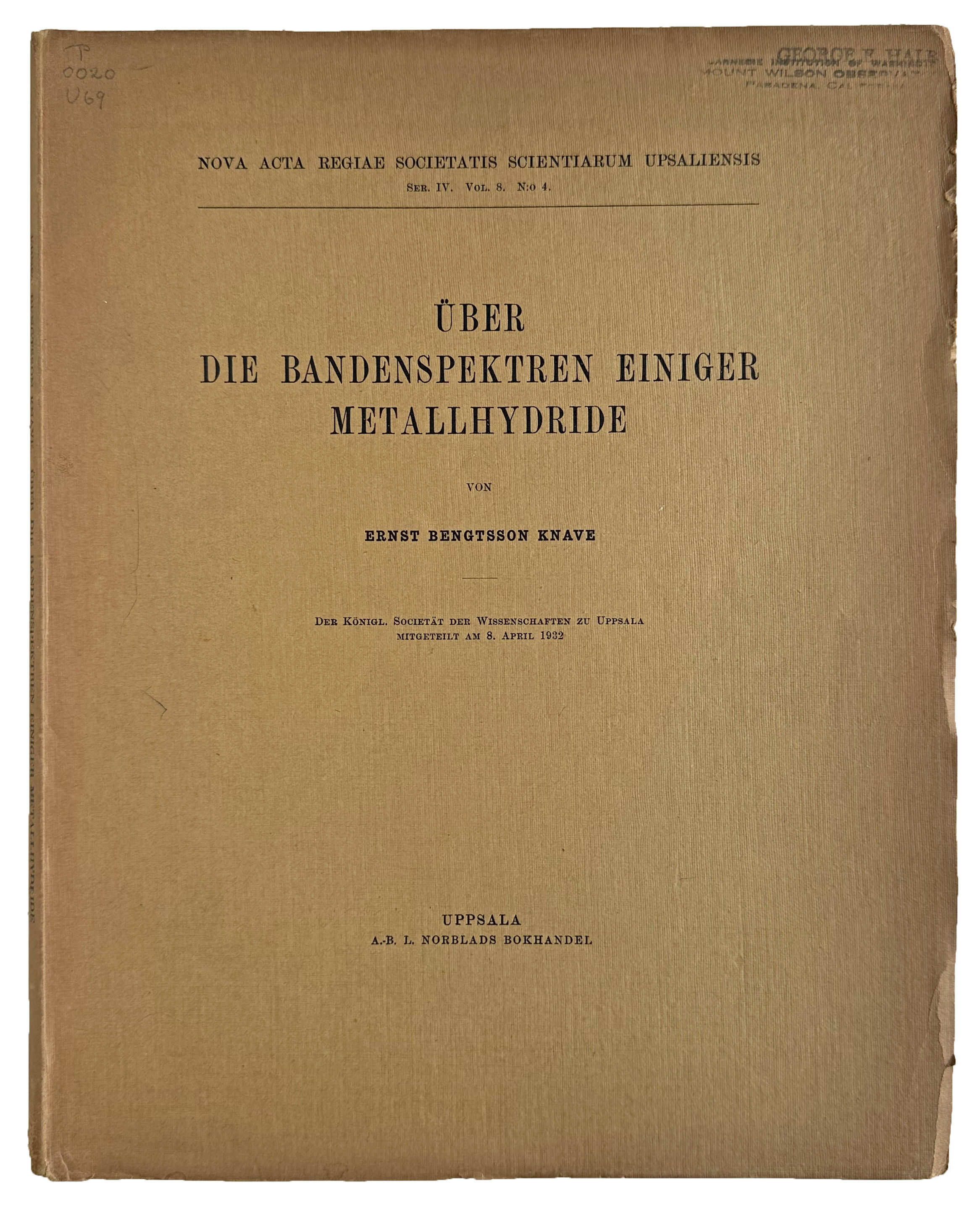 Uber die Bandenspektren einiger Metallhydride.
