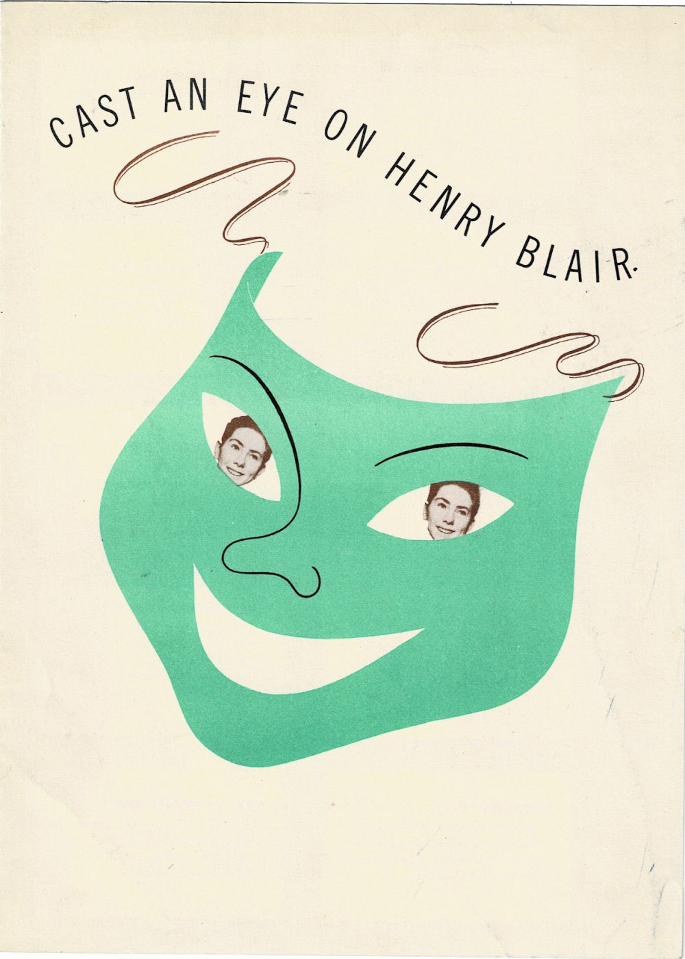 CAST AN EYE ON HENRY BLAIR: [RARE PROMOTIONAL BROCHURE designed by FRIDOLF JOHNSON for the 17 Year Old Actor HENRY BLAIR who played Ricky Nelson on The Adventures of Ozzie and Harriet].