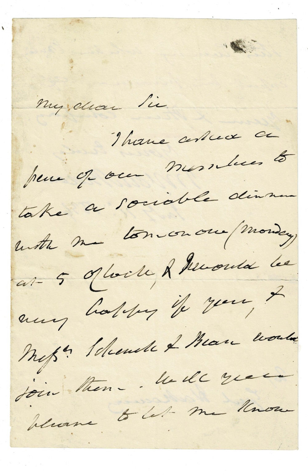 AUTOGRAPH LETTER SIGNED by MARTIN VAN BUREN as Vice President of the United States, inviting General Hathaway and two other congressmen to dinner.
