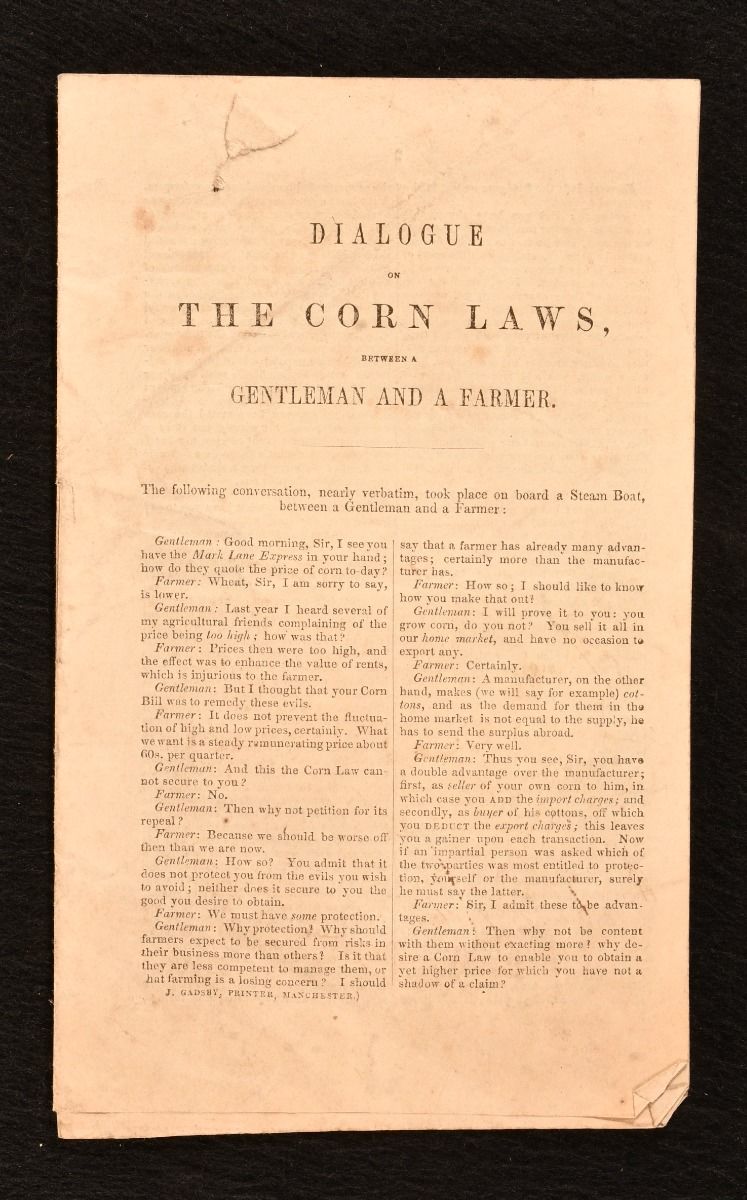 National Anti-Corn-Law League [issued] - Dialogue on the Corn Laws, between a Gentleman and a Farmer