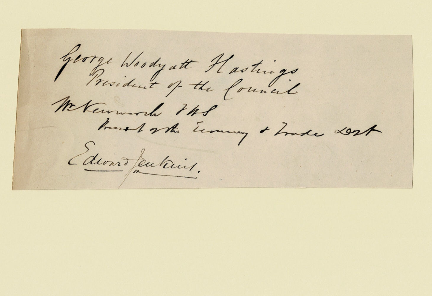 Image for AUTOGRAPHS OF 3 ENGLISH REFORMERS, the English liberal politician and General Secretary of the National Association for Promotion of Social Science GEORGE WOODYATT HASTINGS, The President of the Economy and Trade Department of the Social Science Association WILLIAM NEWMARCH, and the author of the sa AUTOGRAPHS OF 3 ENGLISH REFORMERS, the English liberal politician and General Secretary of the National Association for Promotion of Social Science GEORGE WOODYATT HASTINGS, The President of the Economy and Trade Department of the Social Science Association WILLIAM NEWMARCH, and the author of the sa