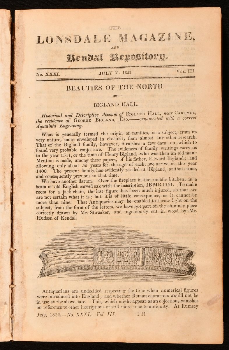 J. Briggs [ed.] - The Lonsdale Magazine, or Kendal Repository, for the Year 1822