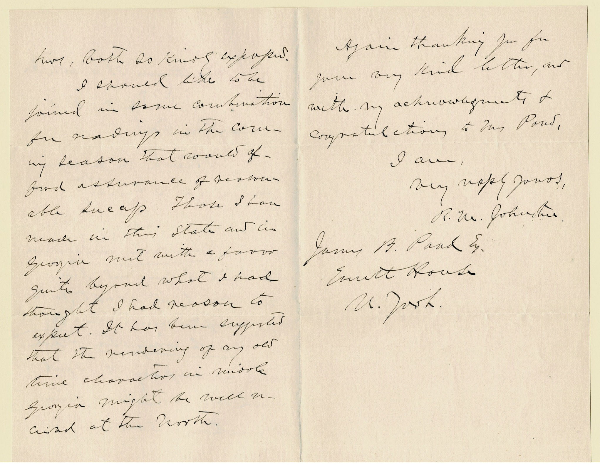 Image for AUTOGRAPH LETTER SIGNED by the American Author RICHARD MALCOLM JOHNSTON, indicating his interest in lecturing under the auspices of JAMES B. POND and mentioning 2 of his books. AUTOGRAPH LETTER SIGNED by the American Author RICHARD MALCOLM JOHNSTON, indicating his interest in lecturing under the auspices of JAMES B. POND and mentioning 2 of his books.