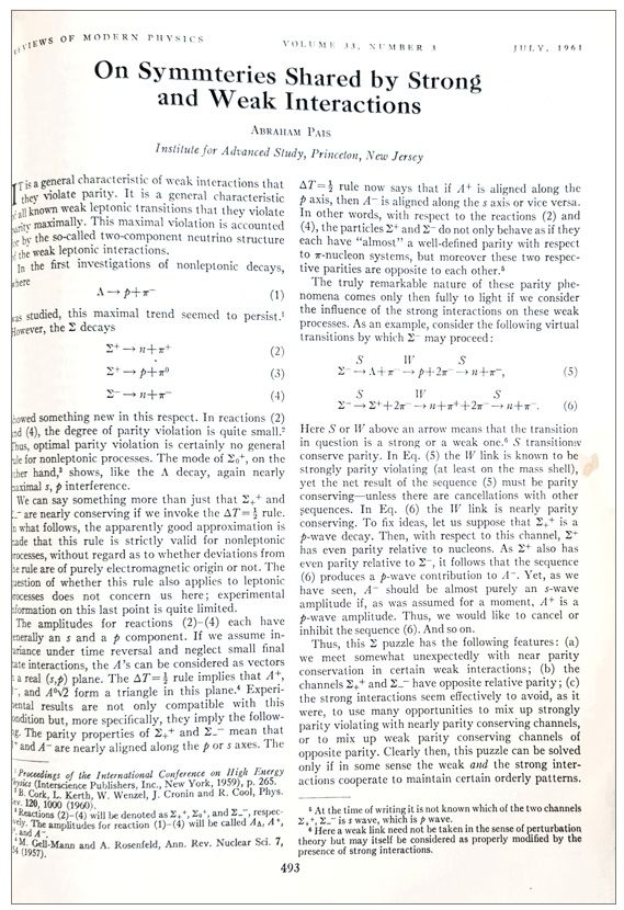 On symmetries shared by strong and weak interactions.