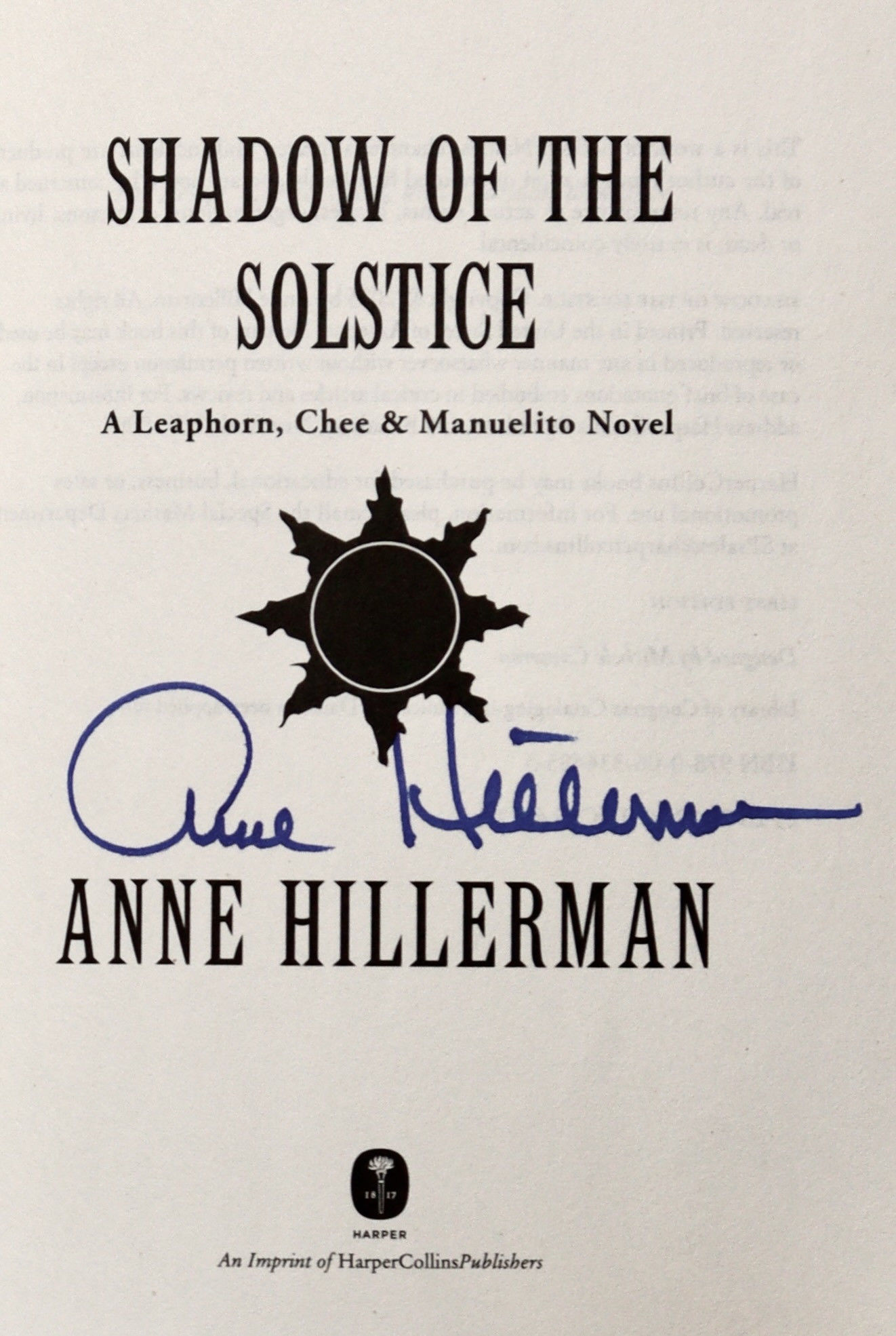 Shadow of the Solstice (Signed on Title Page)