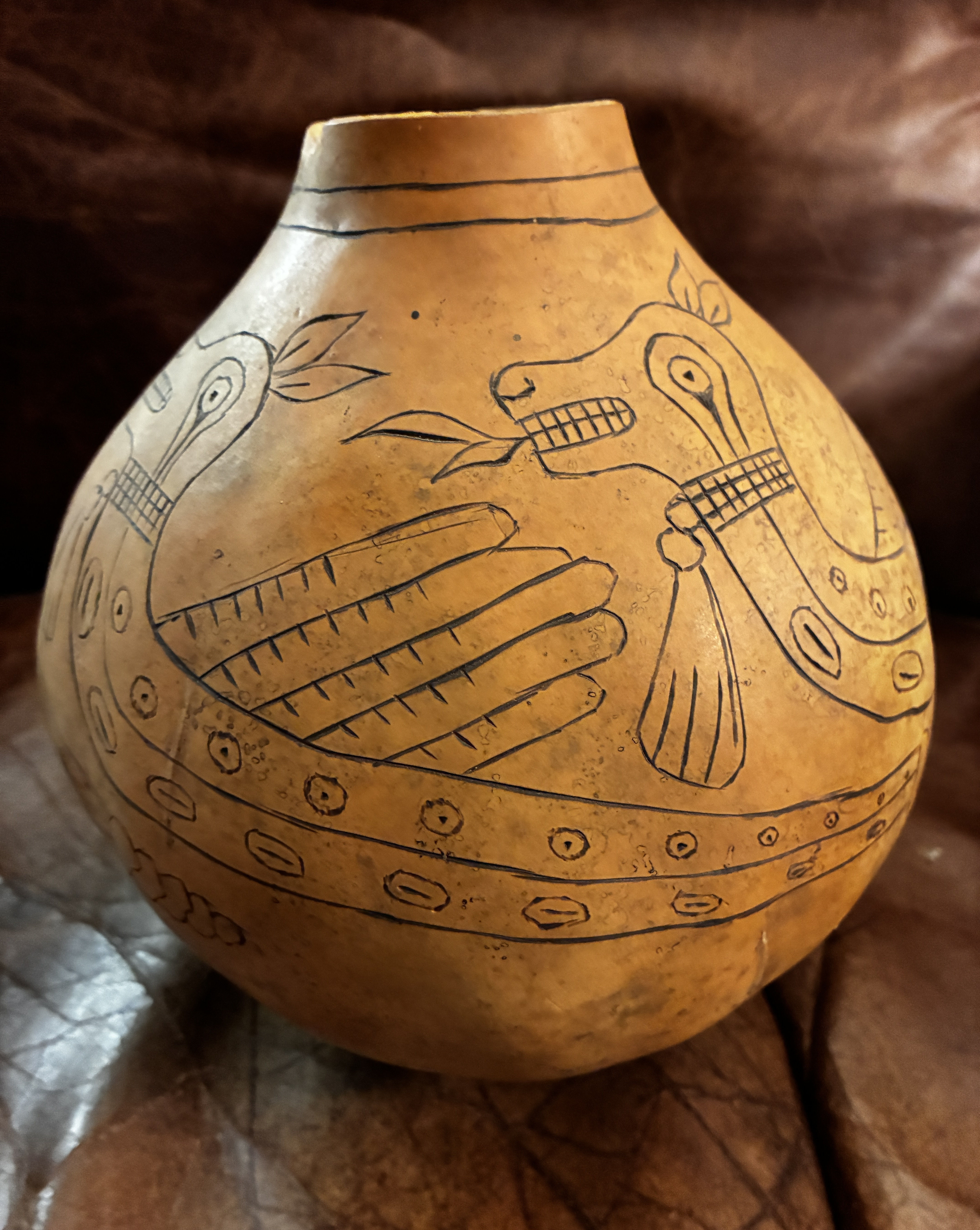 Horned Serpent Etowah Mound Builder Gourd Ceremonial Design 8