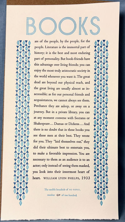 The Pleasure of Books (No Reply Press Limited Edition Broadside)