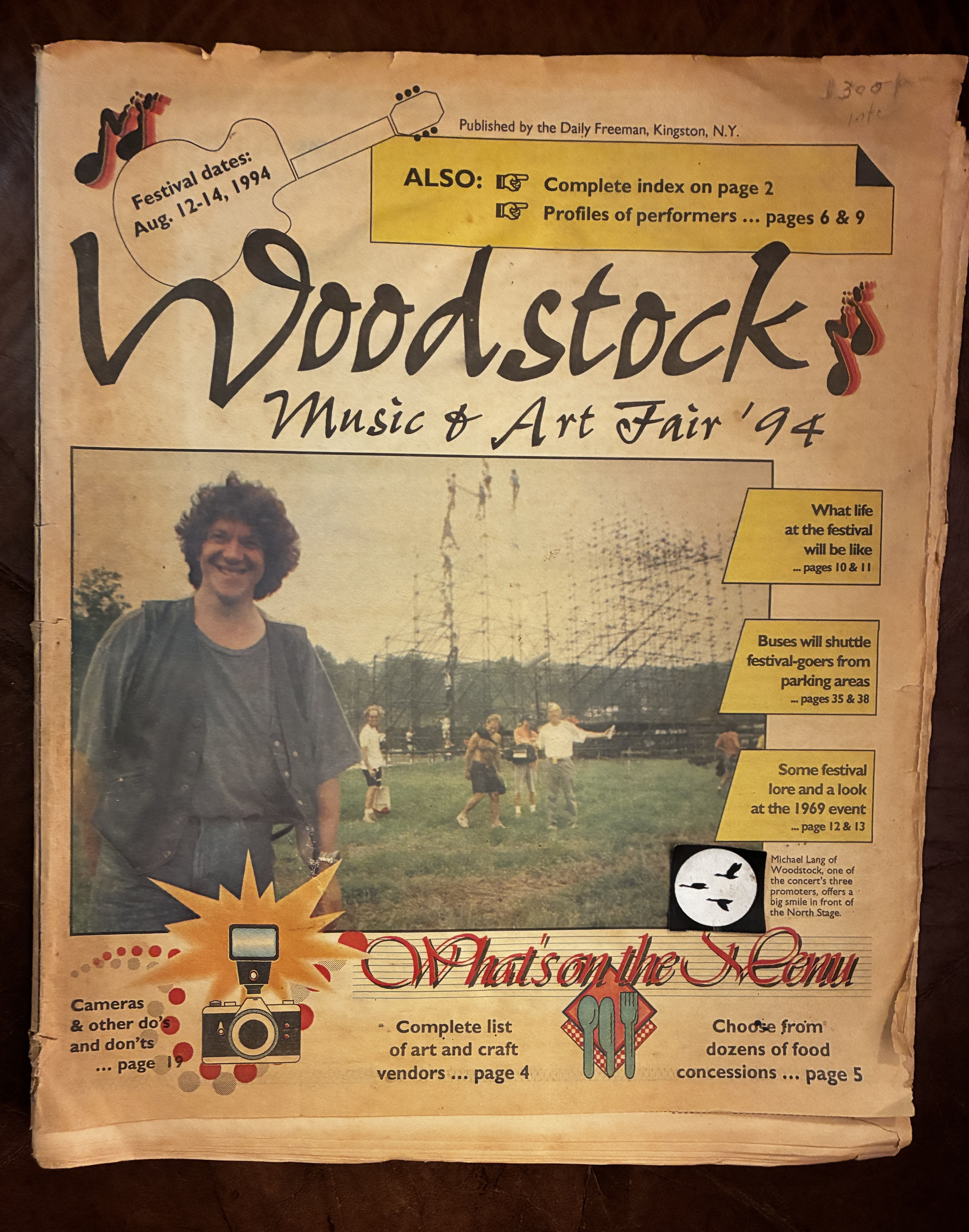 Woodstock Music & Art Fair 94 Special Festival Edition Freeman Kingston New York