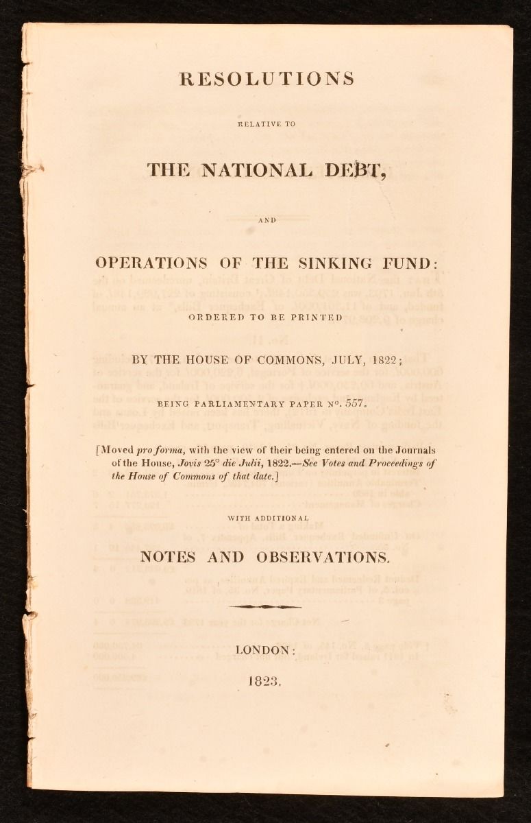 Anonymous - Resolutions Relative to the National Debt, and Operations of the Sinking Fund: Ordered to Be Printed by the House of Commons, July 1822