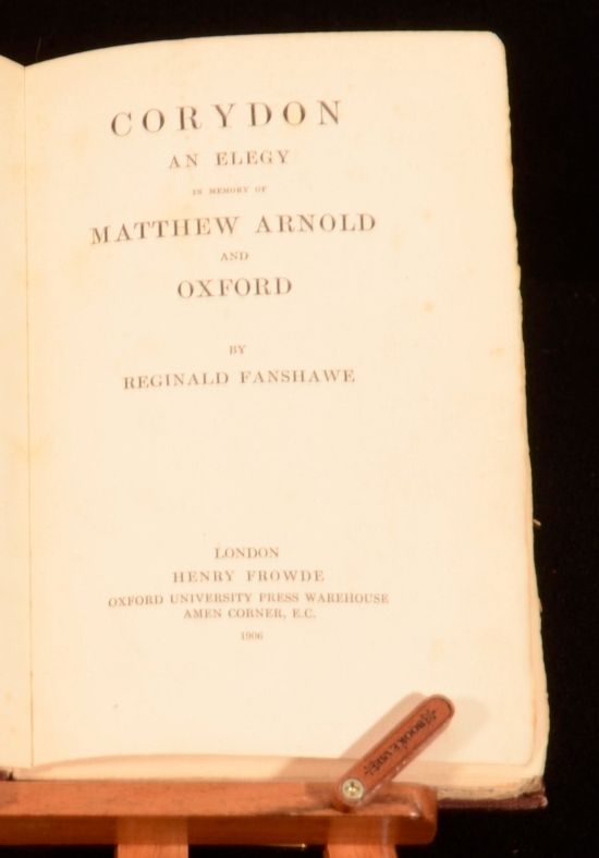 Reginald Fanshawe - Corydon an Elegy in Memory of Matthew Arnold and Oxford