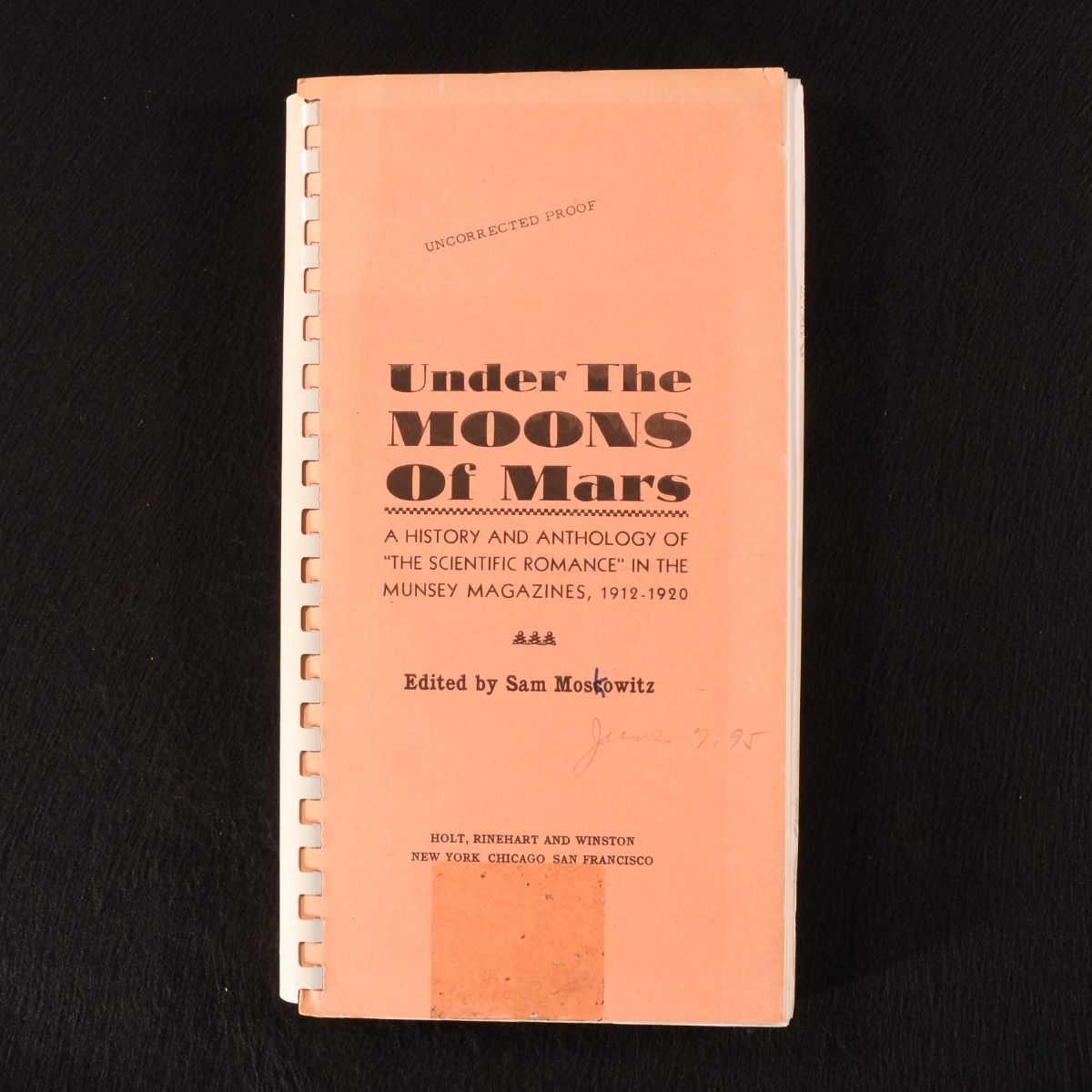 Sam Moskowitz [Ed.] - Under the Moons of Mars: Uncorrected Galley Proof