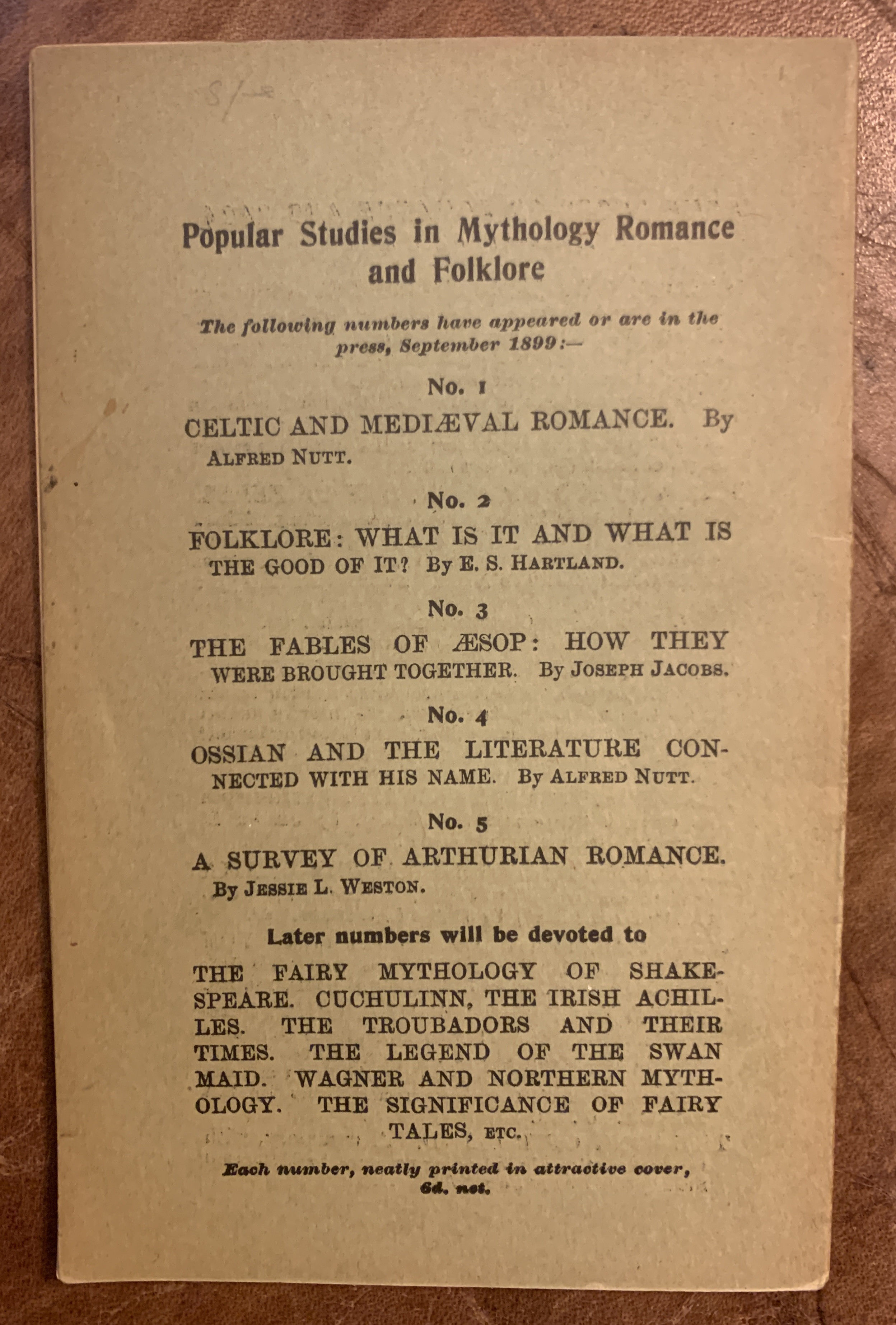 Popular Studies in Mythology Romance & Folklore No.1 Celtic and