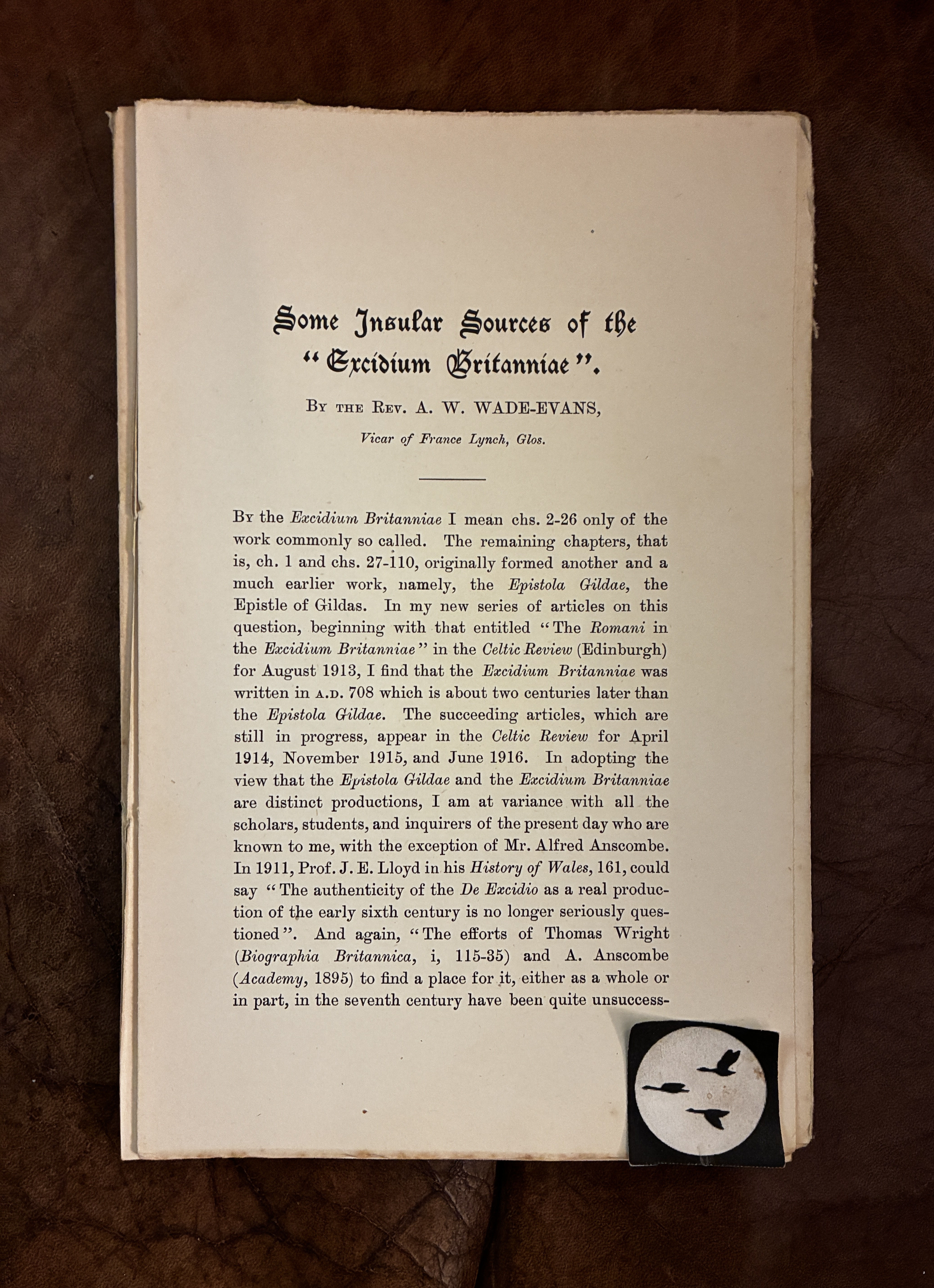 Some Insular Sources of the 