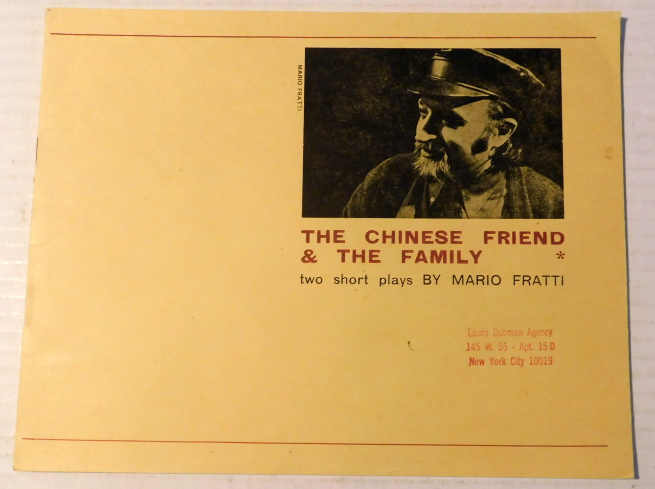 THE CHINESE FRIEND & THE FAMILY. TWO SHORT PLAYS by MARIO FRATTI.