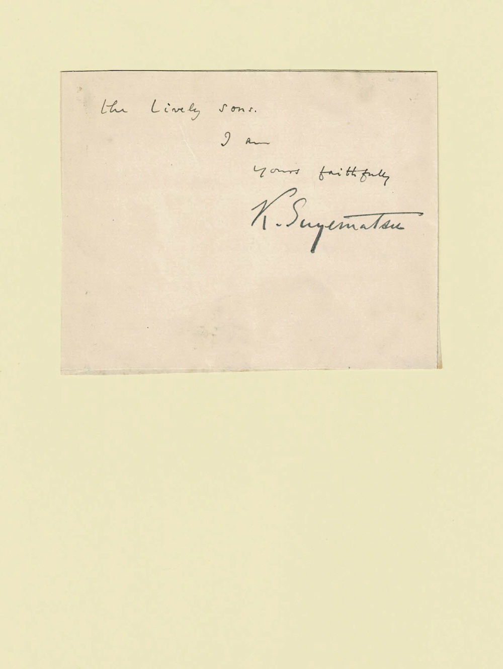 Image for AUTOGRAPH CLOSE SIGNED by the Japanese politician and author KENCHO SUYEMATSU. AUTOGRAPH CLOSE SIGNED by the Japanese politician and author KENCHO SUYEMATSU.