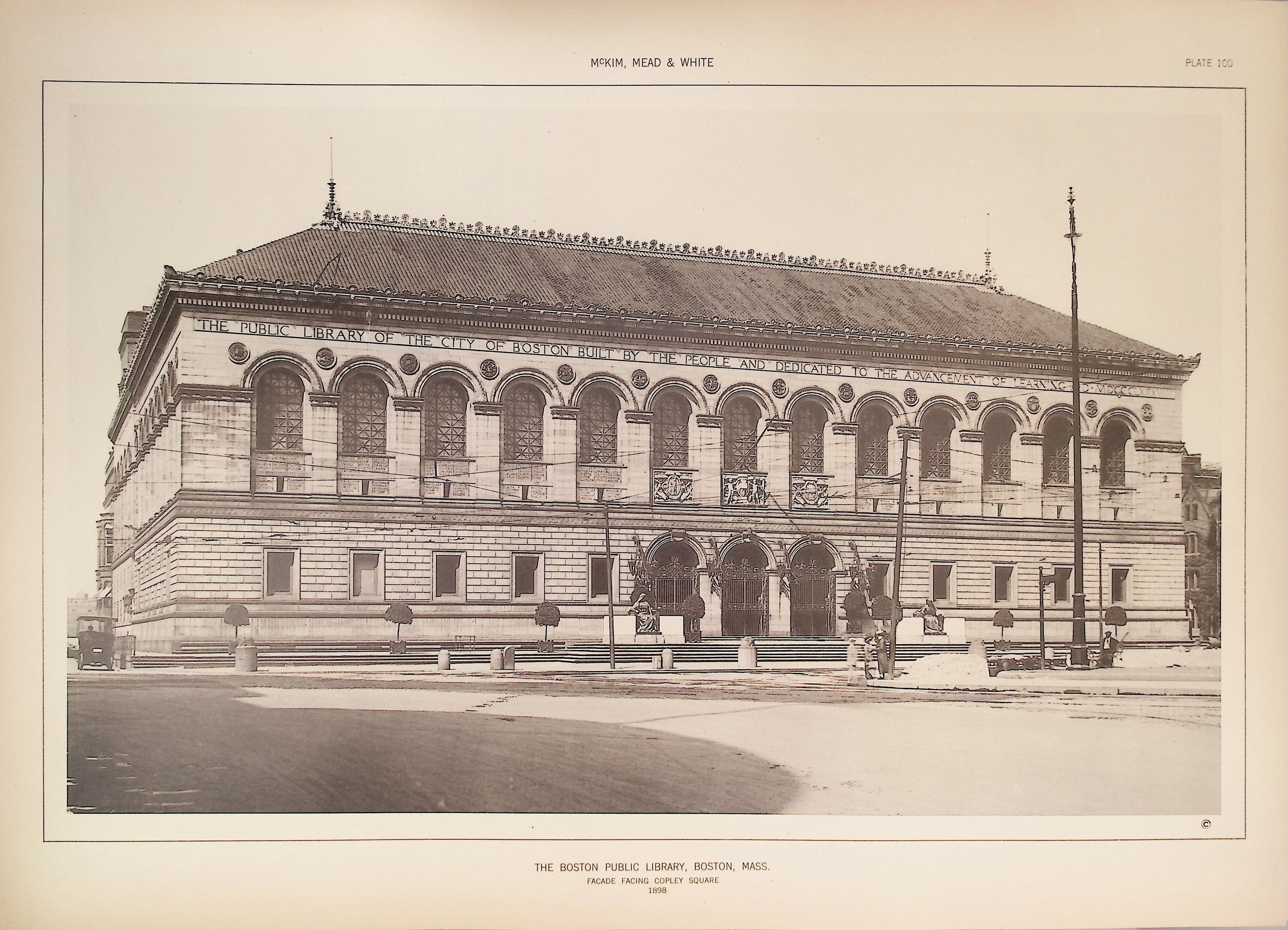Three Original Plates of The Boston Public Library, Boston Mass. 1898 ...