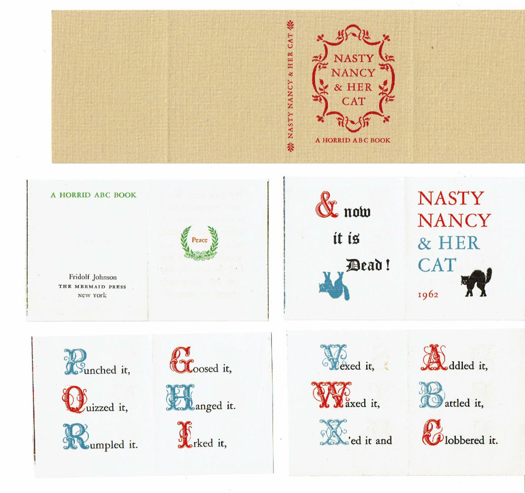 NASTY NANCY & HER CAT. A Horrid ABC Book. [THE PRINTER'S ORIGINAL FULL UNCUT SHEET & COVERS FOR THIS CHILDREN'S FINE PRESS MINIATURE].