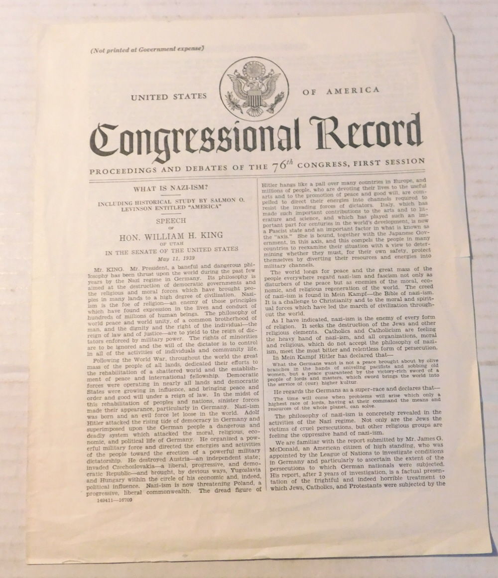 AMERICA by Salmon Oliver Levinson [Published in an article under the heading 