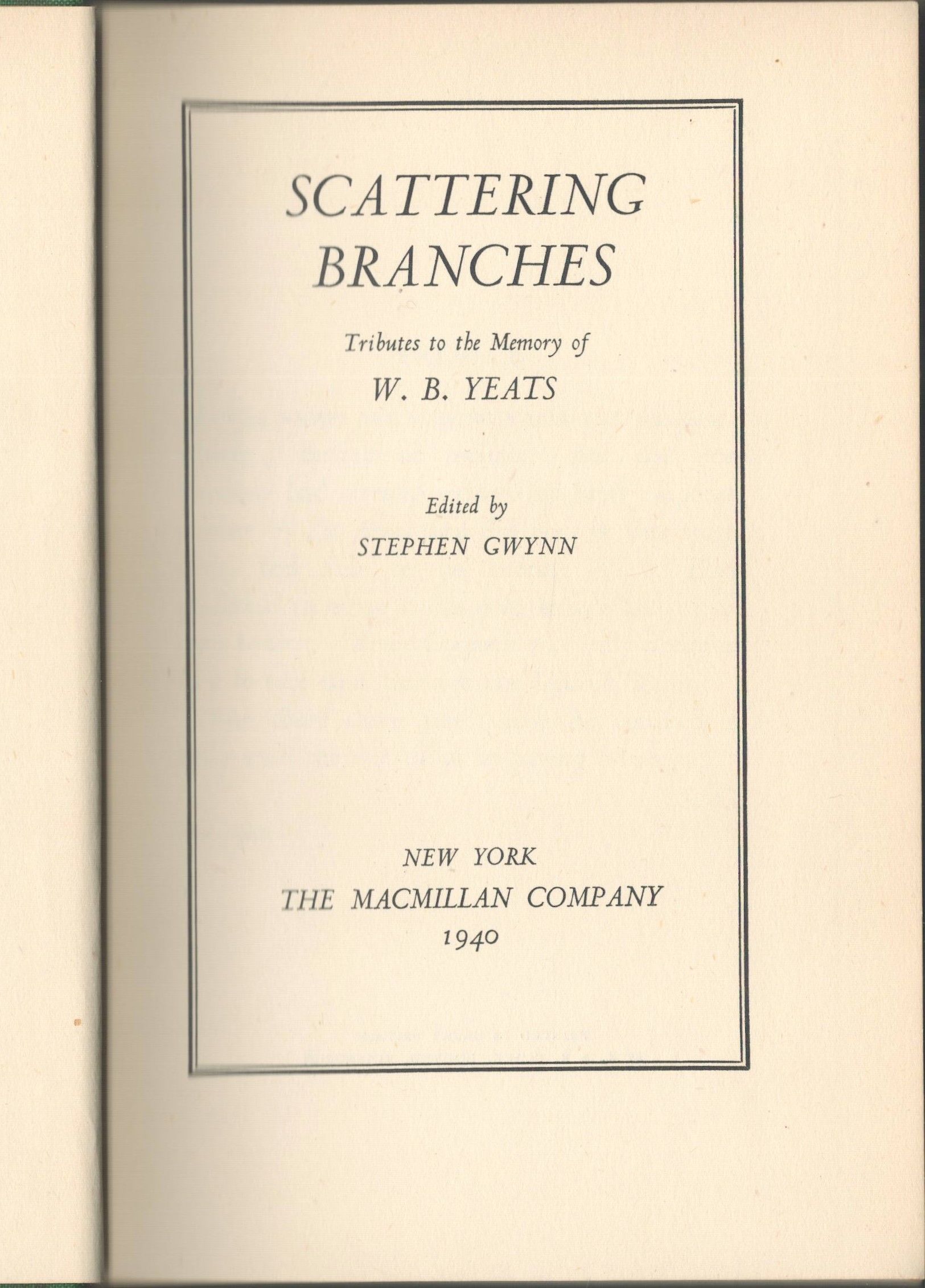 Scattering Tributes to the Memory of Yeats