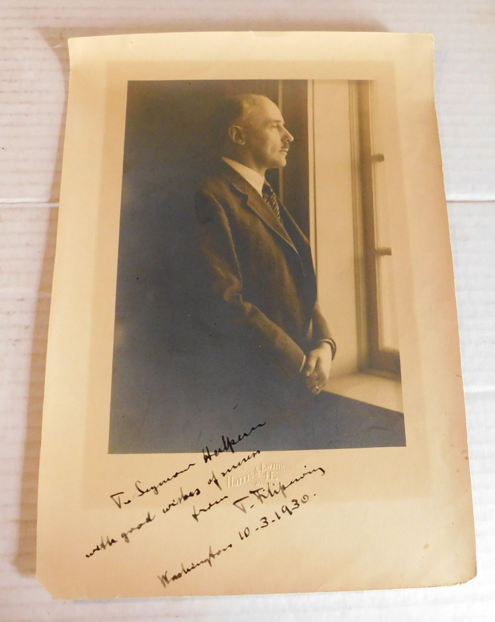 Image for ORIGINAL PHOTOGRAPH by Harris & Ewing of the Polish Politician and Diplomat TYTUS FILIPOWICZ, INSCRIBED & SIGNED by HIM. ORIGINAL PHOTOGRAPH by Harris & Ewing of the Polish Politician and Diplomat TYTUS FILIPOWICZ, INSCRIBED & SIGNED by HIM.