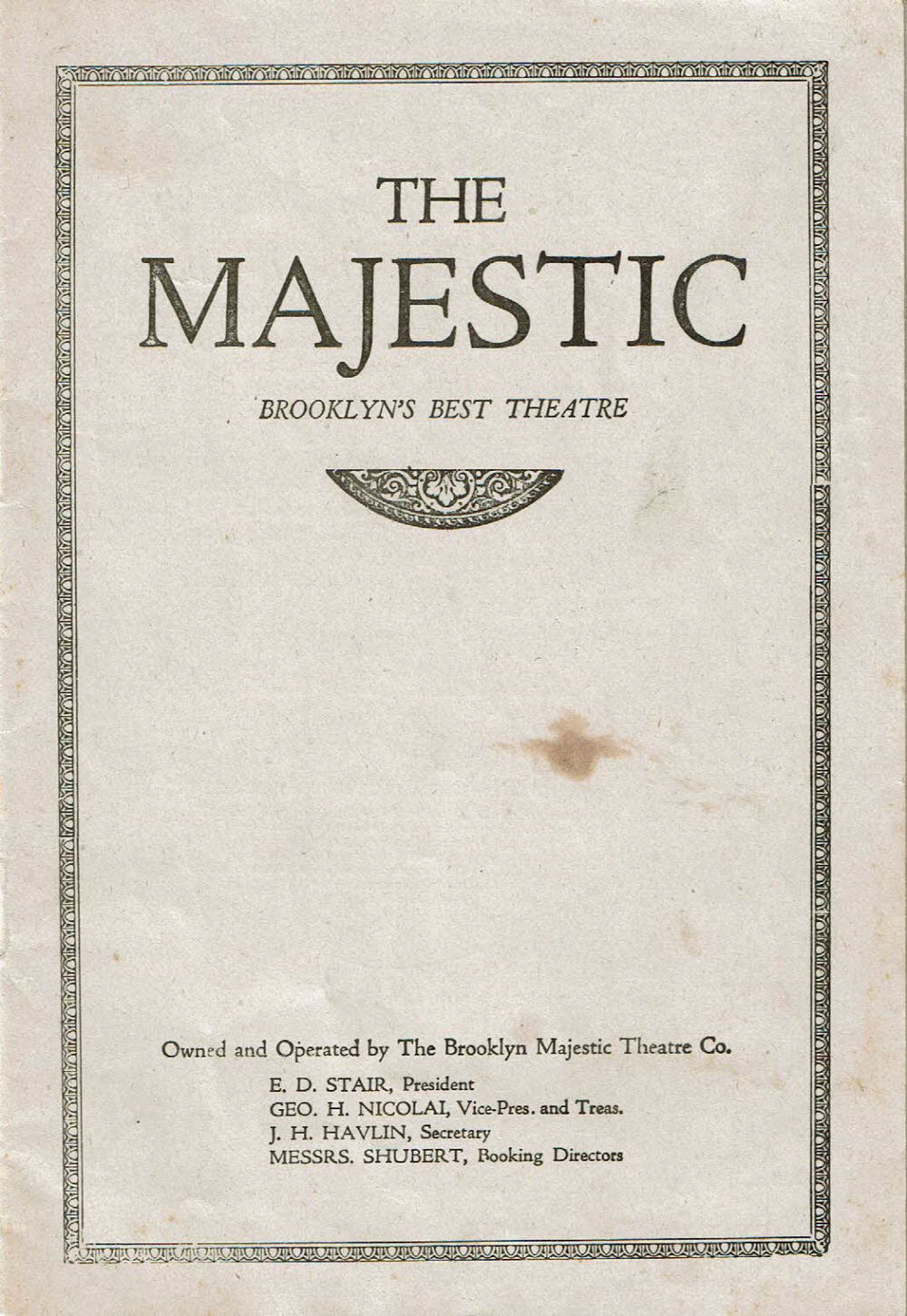 (Brooklyn Majestic Theatre Co.). - Morris Rose Presents Charles Cherry and June Walker in Scandal / a Play in Three Acts by Cosmo Hamilton. Week Beginning Monday Evening September 20, 1920. The Majestic / the Brooklyn Majestic Theatre Co. (Program).