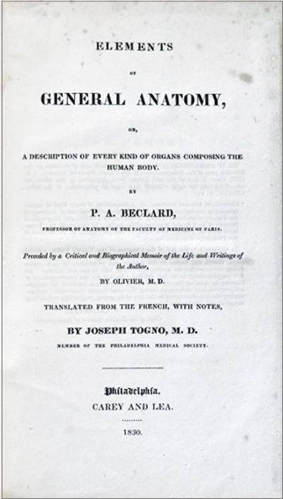 Elements of General Anatomy, or, a Description of Every Kind of Organs Composing the Human Body.