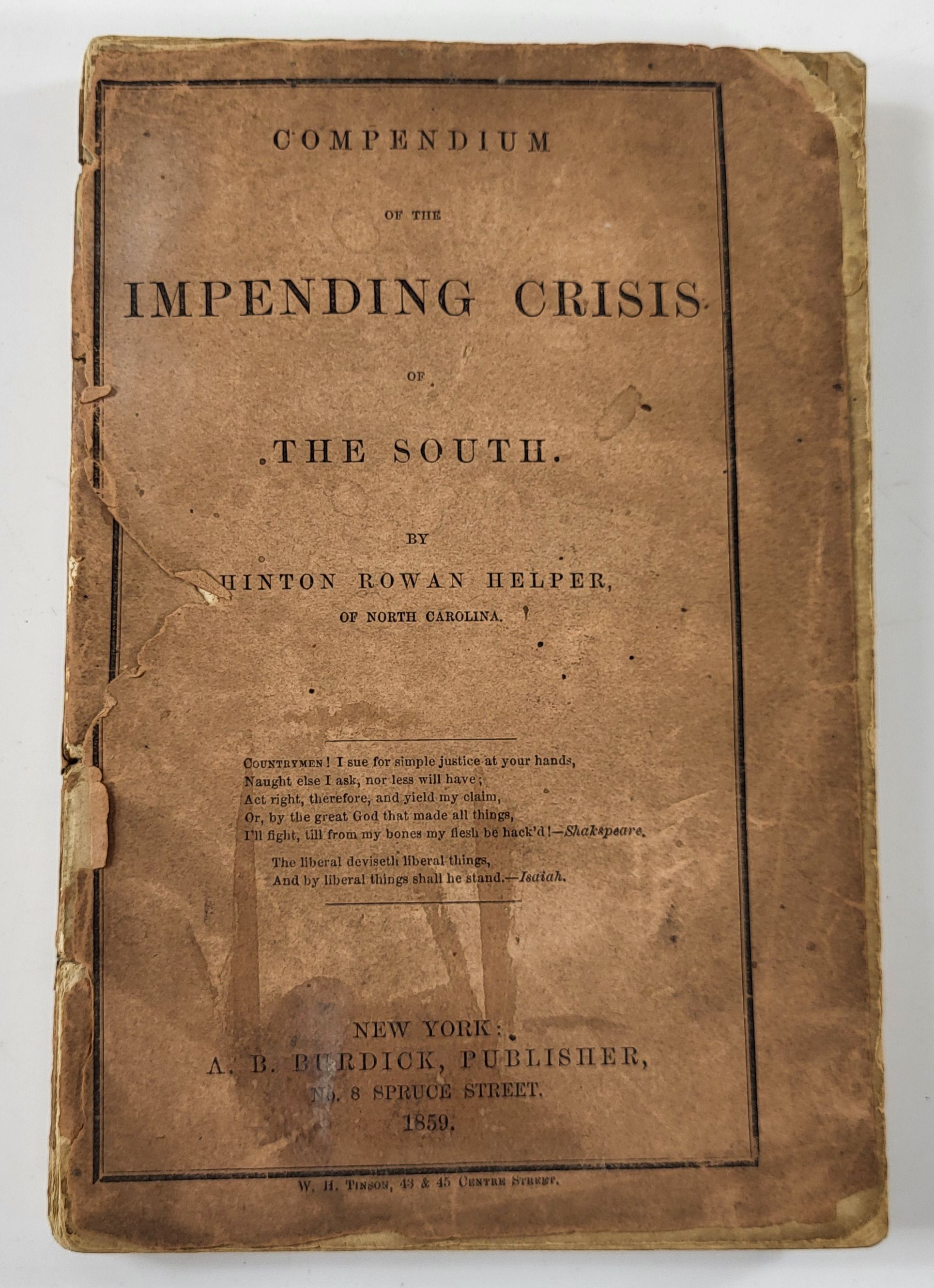 Image for Compendium of the Impending Crisis of the South Compendium of the Impending Crisis of the South