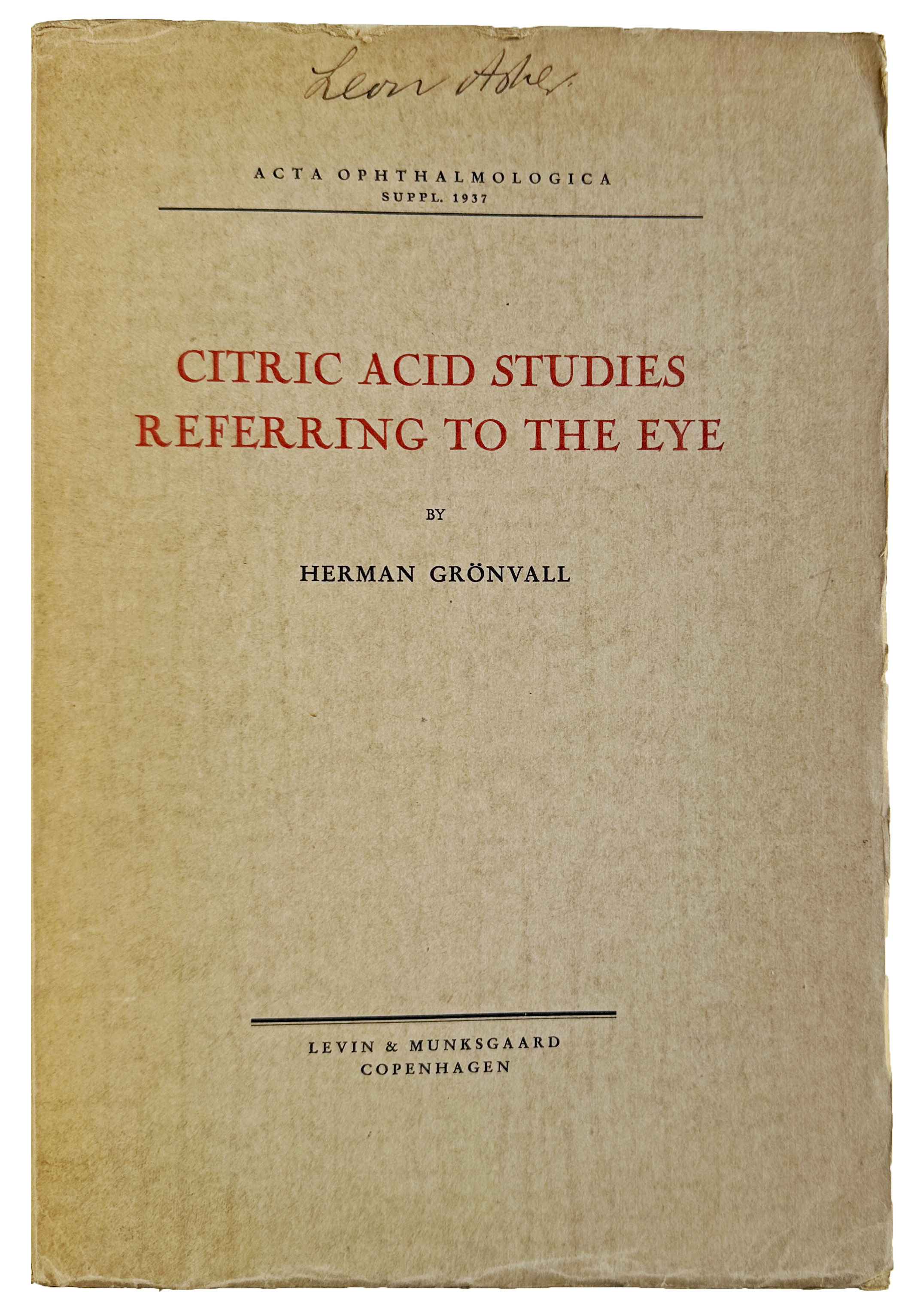 Citric Acid Studies Referring to the Eye.