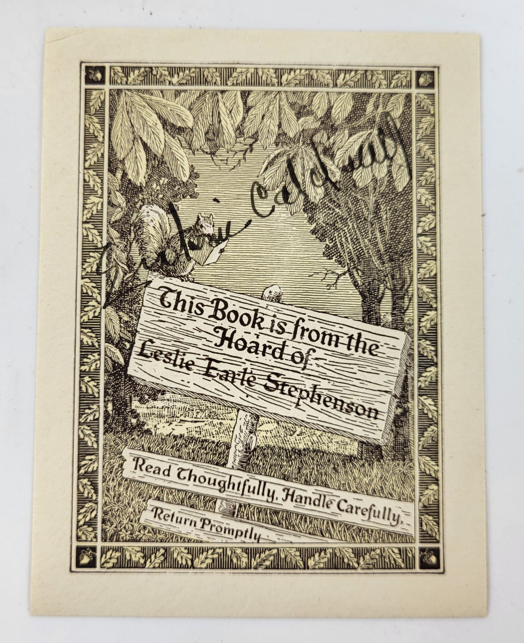 Image for Bookplate of Leslie Earle Stephenson Signed By Erskine Caldwell Bookplate of Leslie Earle Stephenson Signed By Erskine Caldwell