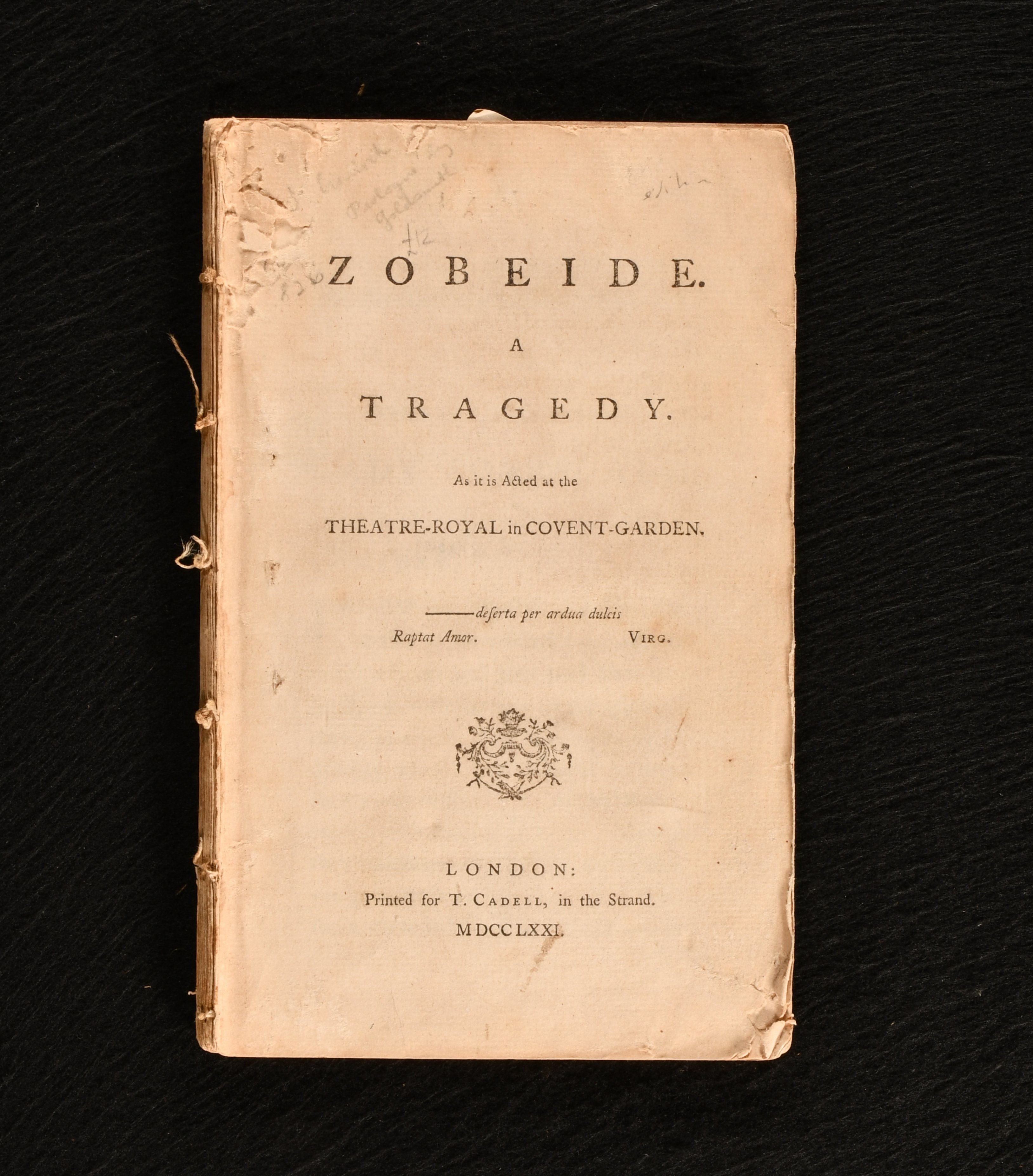 Joseph Cradock - Zobeide a Tragedy As It Is Acted at the Theatre Royal in Covent Garden