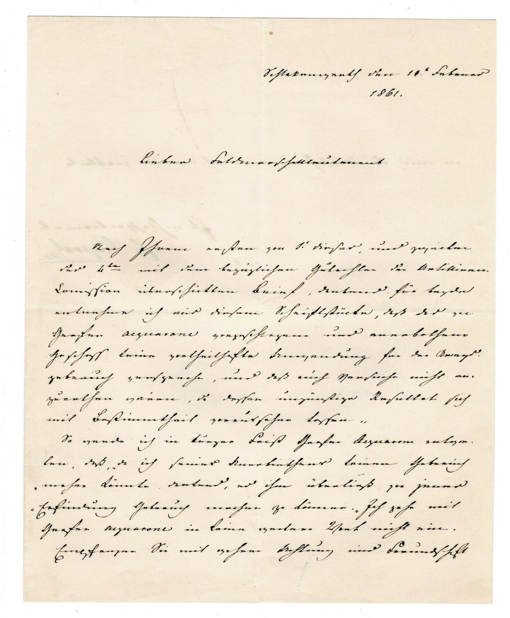 AUTOGRAPH LETTER SIGNED by the deposed LEOPOLD II, GRAND DUKE OF TUSCANY informing Field Marshall Lieutenant that the projectile proposed by Count Aquarone offers no military advantage.