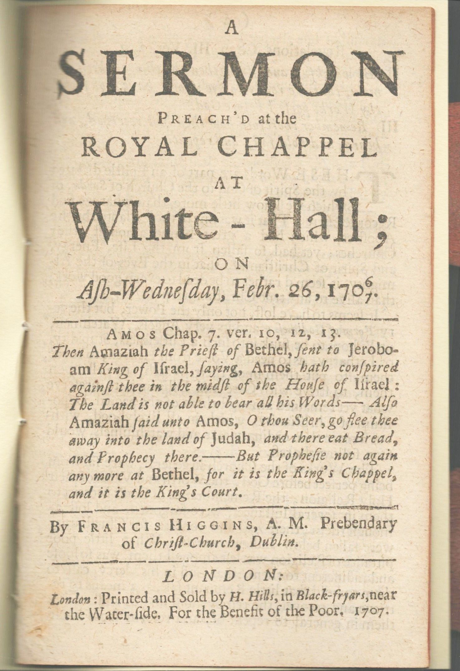 A Sermon Preach'd at the Royal Chappel at White-Hall on Ash-Wednesday, Febr. 26, 1706