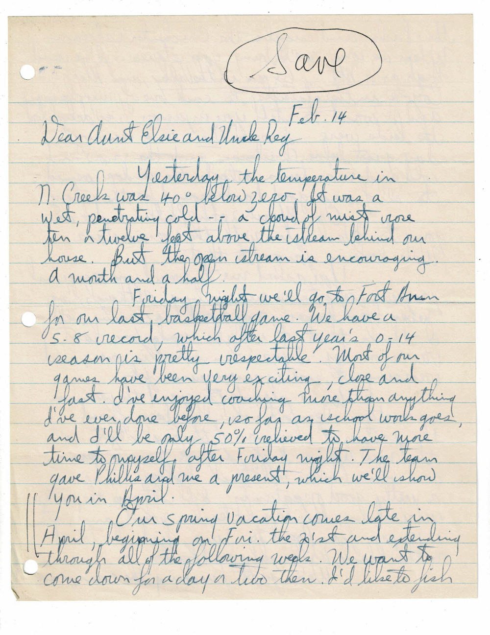 A 4-PAGE AUTOGRAPH LETTER SIGNED by the Vermont author HOWARD FRANK MOSHER to his aunt & uncle, regarding various subjects including teaching, fishing, reading books to school children and taking his High School students on a forthcoming visit to Montreal's Expo 67.