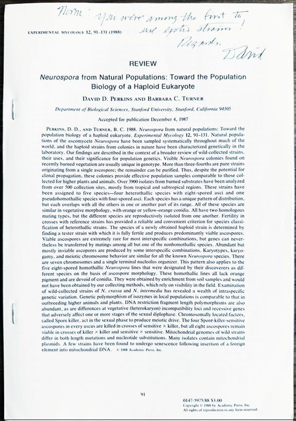 Group of 40 papers. Includes: PERKINS, & Barbara C. TURNER. 