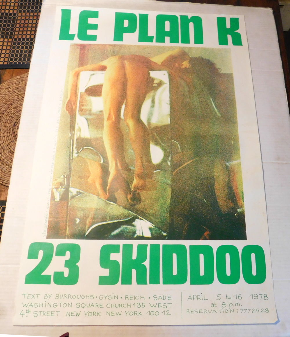 LE PLAN K 23 SKIDOO: An ORIGINAL Color Illustrated Serigraph POSTER for the Washington Square Church, New York City performances by the Belgian theater group.