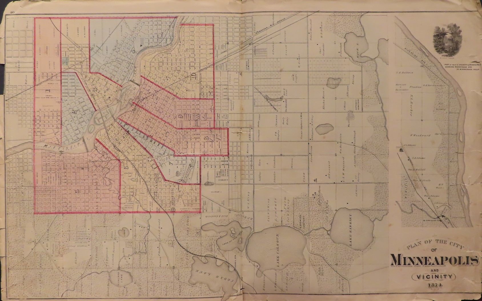Plan of the City of Minneapolis and Vicinity 1874 from Illustrated