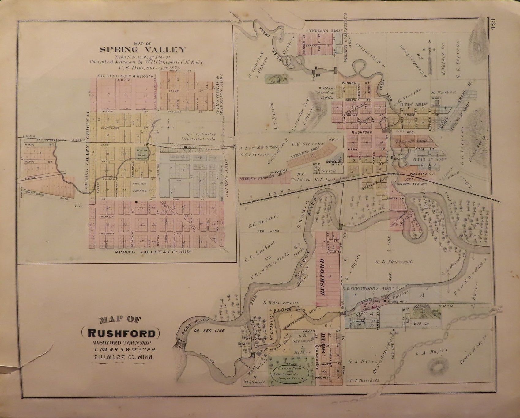 Map of McLeod and Sibley Counties 1874