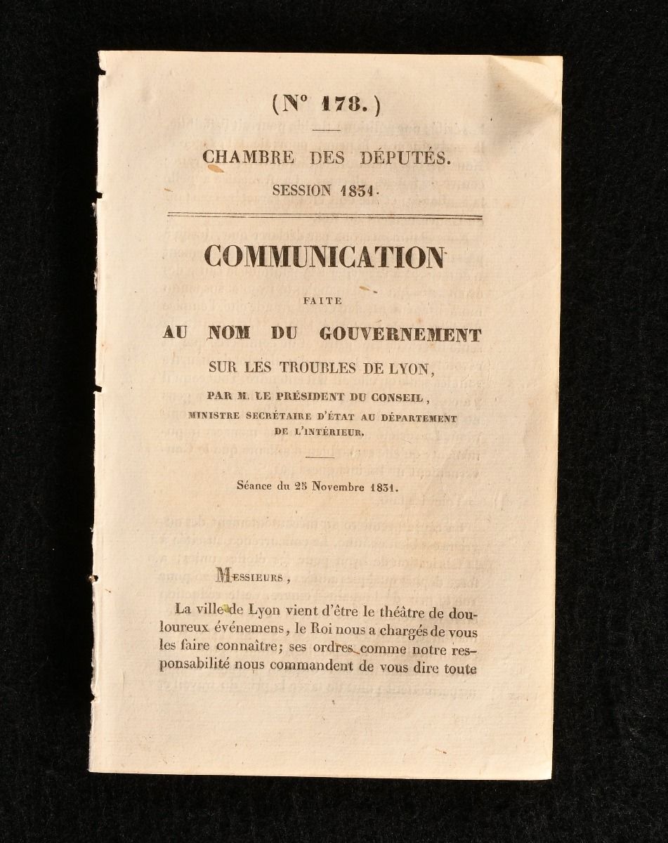 M Le President du Conseil - Chambre Des Deputes Session 1834 Communication Faite Au Nom Du Gouvernement