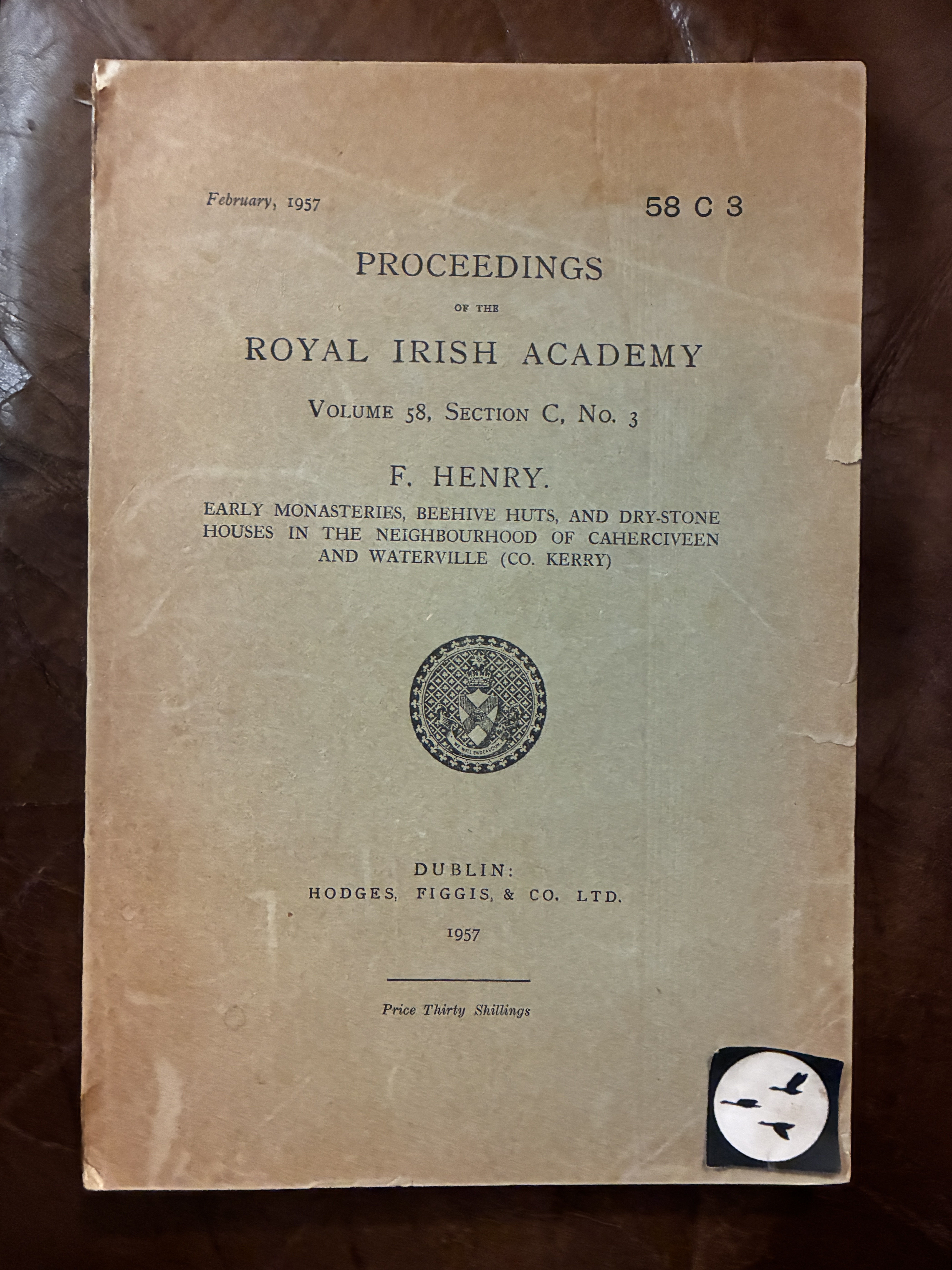 Early Monasteries, Beehive Huts, And Dry-Stone Houses In The Neighbourhood Of Caherciveen And Waterville (Co. Kerry) Proceedings Of The Royal Irish Academy, Volume 58, Section C 3