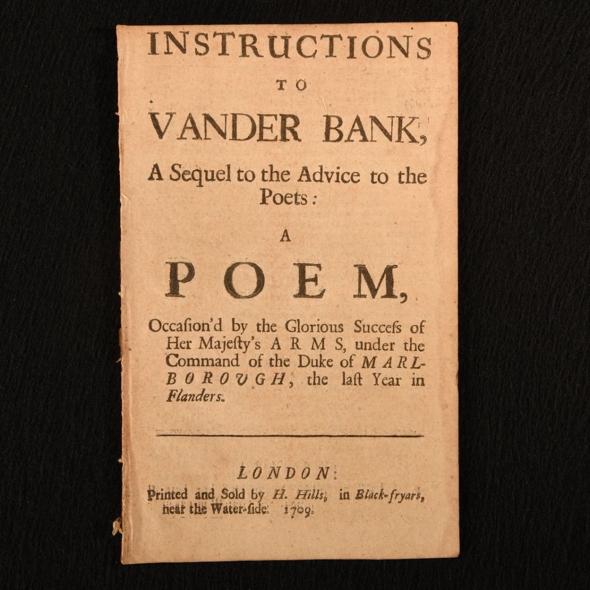 Sir Richard Blackmore - Instructions to Vander Bank, a Sequel to the Advice to the Poets