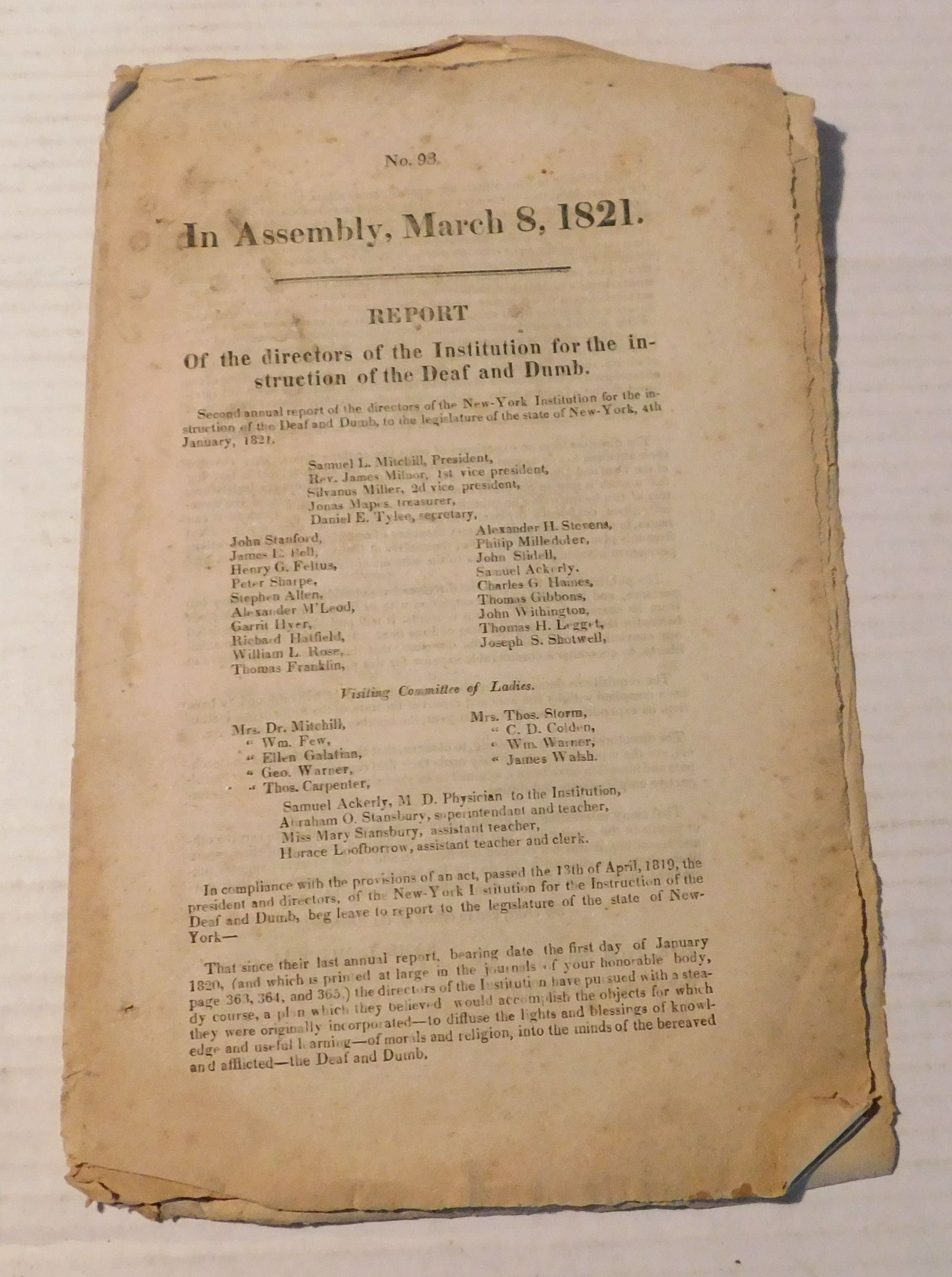 Image for No. 93, In Assembly, March 8, 1821. REPORT OF THE DIRECTORS OF THE INSTITUTION FOR THE INSTRUCTION OF THE DEAF AND DUMB. Second annual report of the directors of the New-York Institution for the instruction of the Deaf and Dumb,to the legislature of the state of New-York, 4th January, 1821. Samuel L No. 93, In Assembly, March 8, 1821. REPORT OF THE DIRECTORS OF THE INSTITUTION FOR THE INSTRUCTION OF THE DEAF AND DUMB. Second annual report of the directors of the New-York Institution for the instruction of the Deaf and Dumb,to the legislature of the state of New-York, 4th January, 1821. Samuel L