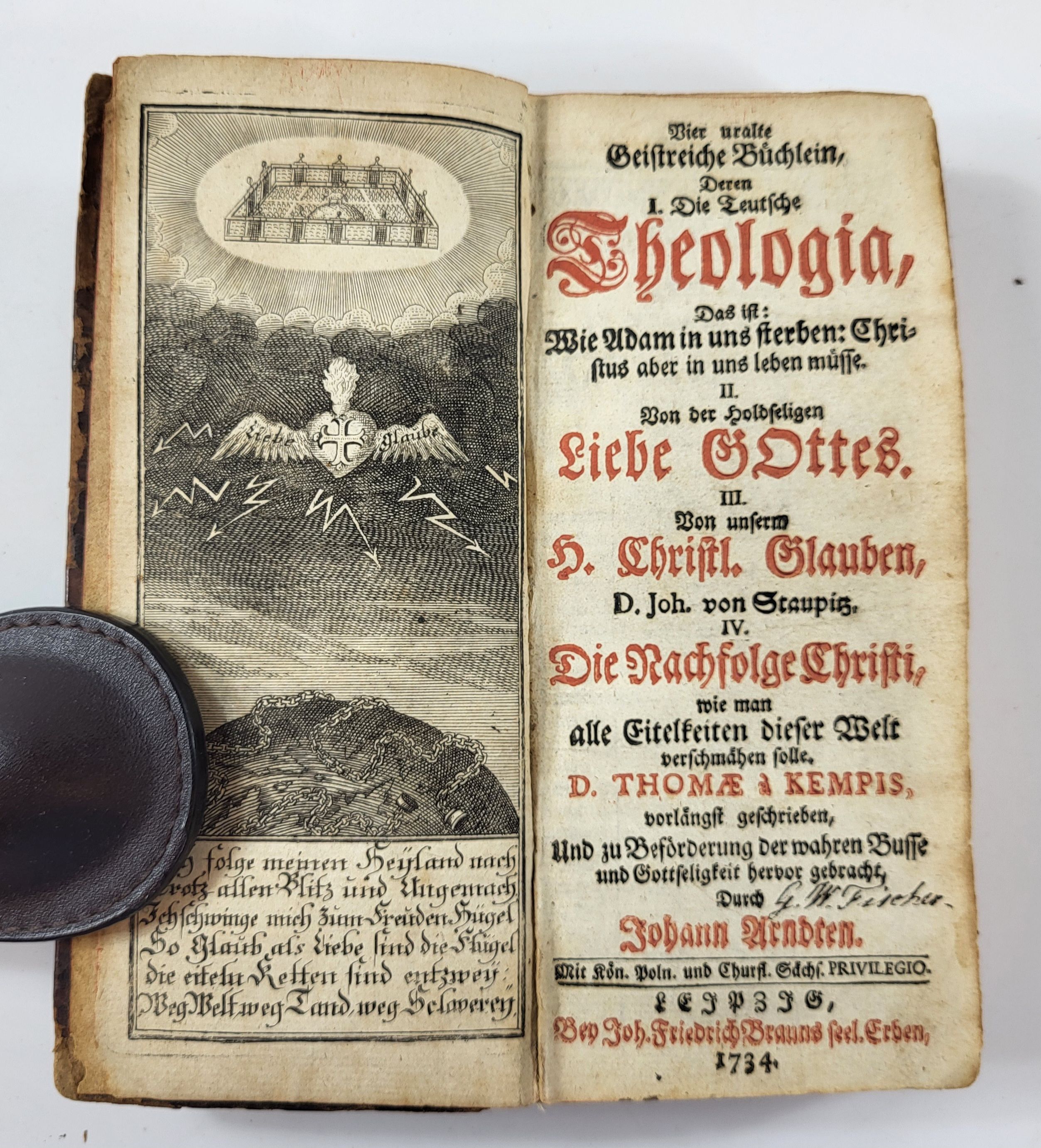 Vier Uralte Geistreiche Buchlein, Deren I. Die Teutsche Theologia. With: Die Nochfolge Christie, Wie Man All Eitelkeiten Dieser.
