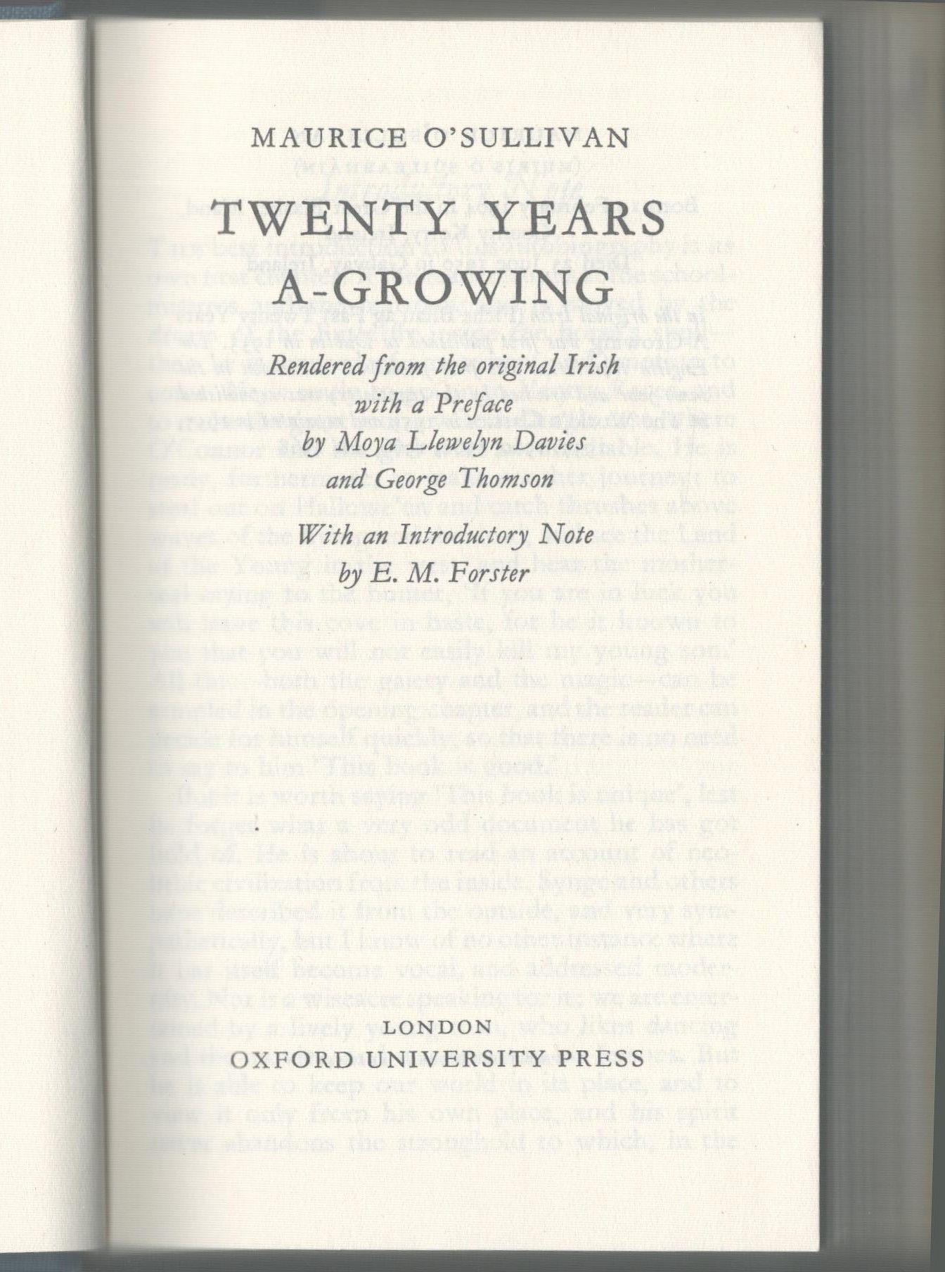 Twenty Years A-Growing