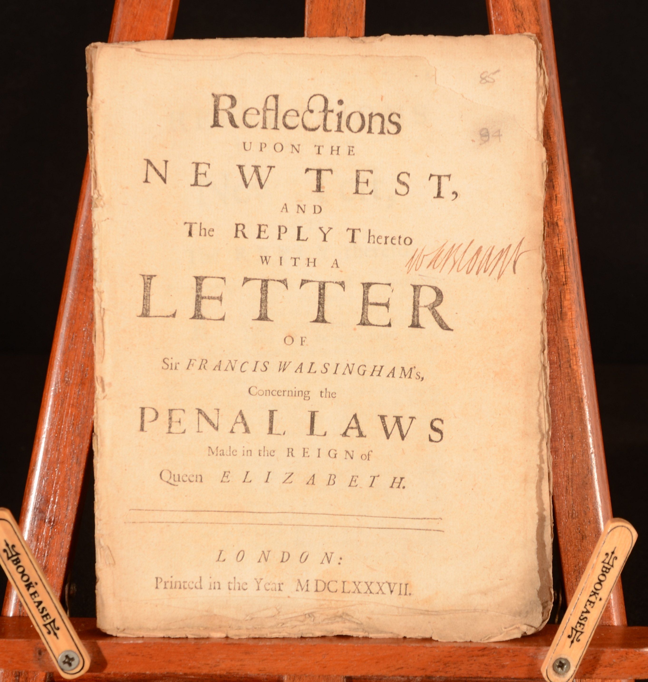 Anon - Reflections Upon the New Test, and the Reply Thereto with a Letter of Sir Francis Walsingham&Apos;S, Concerning the Penal Laws Made in the Reign of Queen Elizabeth.